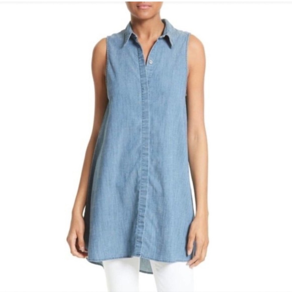 Alice And Olivia Anisa Sleeveless Chambray Tunic Top